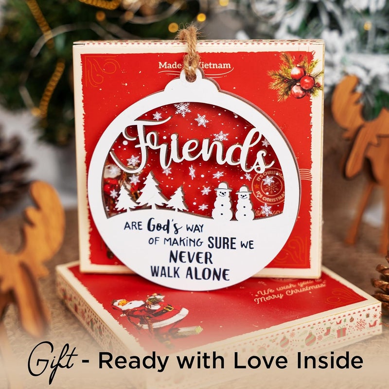 Hangwoous Friendships Ornament, 2 Layer Friends Christmas Ornaments, Friends Ornament, Christmas Gift For Women, Friendship Ornaments for Women Friend, New Year Gift, Friendship Gifts - Image 5